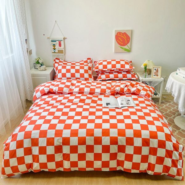 Checkerboard Plaid Aesthetic Bed Sheets Duvet Cover Bedding Set - 23 - Kawaii Mix