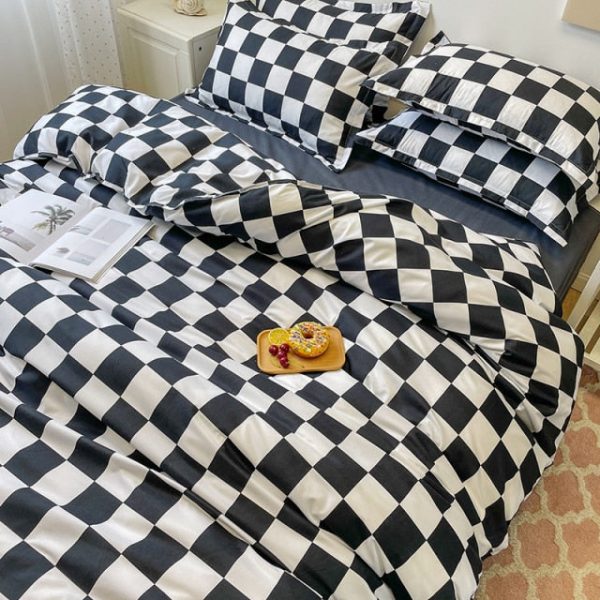 Checkerboard Plaid Aesthetic Bed Sheets Duvet Cover Bedding Set - 19 - Kawaii Mix