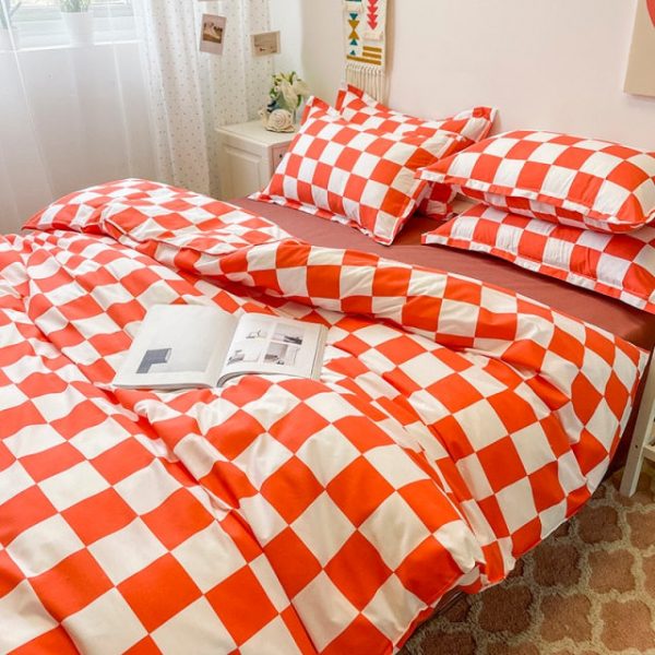 Checkerboard Plaid Aesthetic Bed Sheets Duvet Cover Bedding Set - 28 - Kawaii Mix