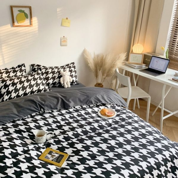 Checkerboard Plaid Aesthetic Bed Sheets Duvet Cover Bedding Set - 15 - Kawaii Mix