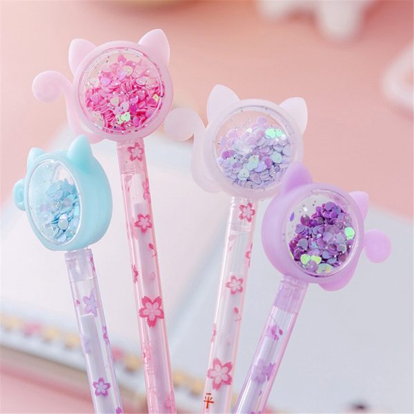 2pcs Glitter Cat Pens - 1 - Kawaii Mix