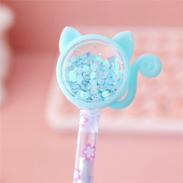 2pcs Glitter Cat Pens - 6 - Kawaii Mix