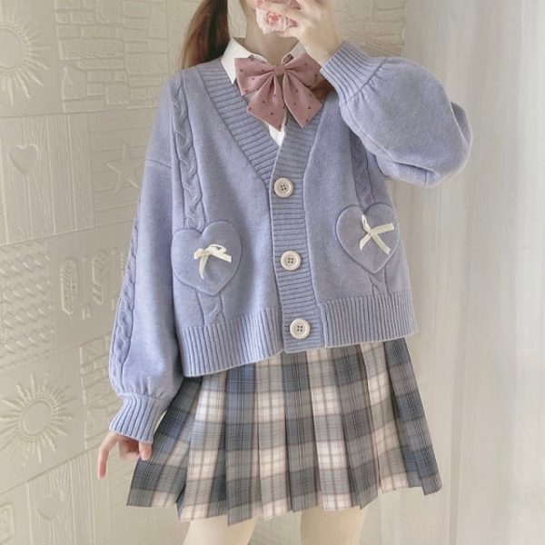 Spring Knit Cute Bow Cardigan Sweater - 1 - Kawaii Mix