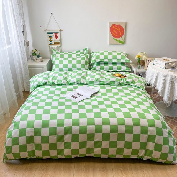 Checkerboard Plaid Aesthetic Bed Sheets Duvet Cover Bedding Set - 1 - Kawaii Mix