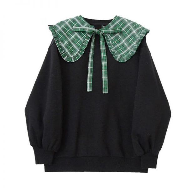 College Plaid Peter Pan Collar Sweater - 1 - Kawaii Mix