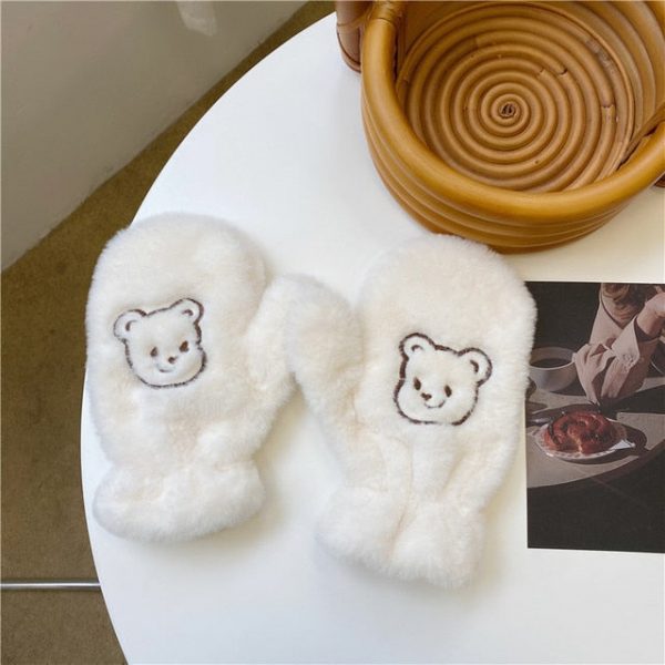 Why Bear Cute Korean Style Fluffy Winter Mitten Gloves - 5 - Kawaii Mix