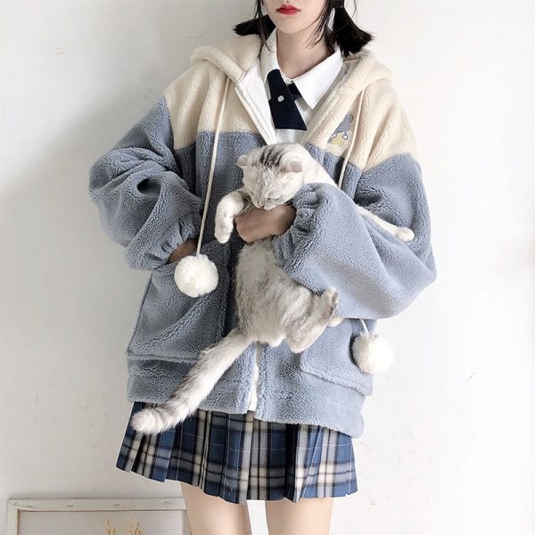 Kawaii Bunny Embroidery Hoodie Fleece - 9 - Kawaii Mix