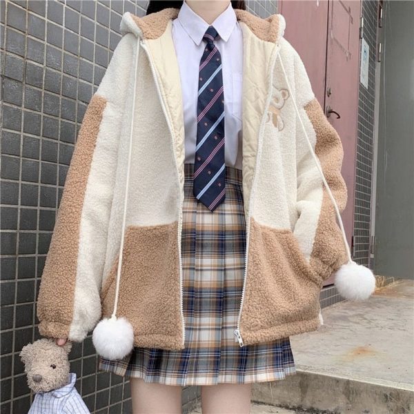 Soft Bear Hooded Fleece Sweater - 1 - Kawaii Mix