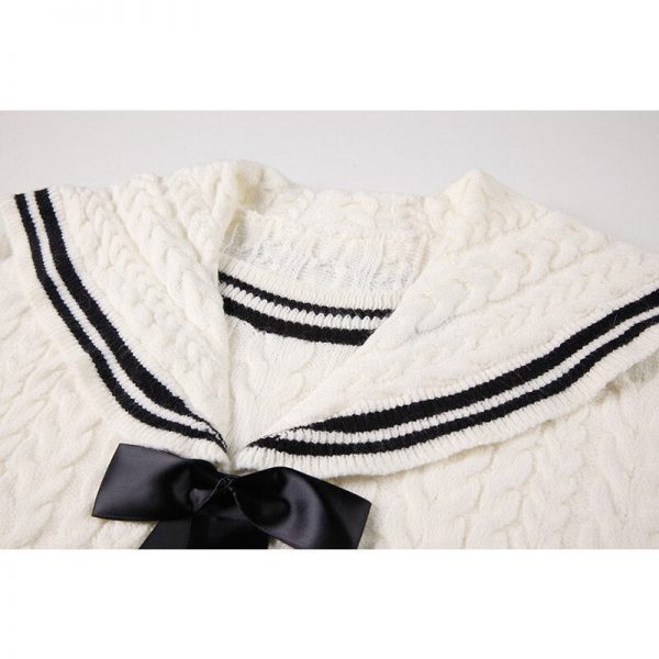 Sailor Collar Knitted Kawaii Oversize Pullover - 6 - Kawaii Mix