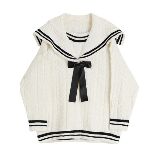 Sailor Collar Knitted Kawaii Oversize Pullover - 4 - Kawaii Mix