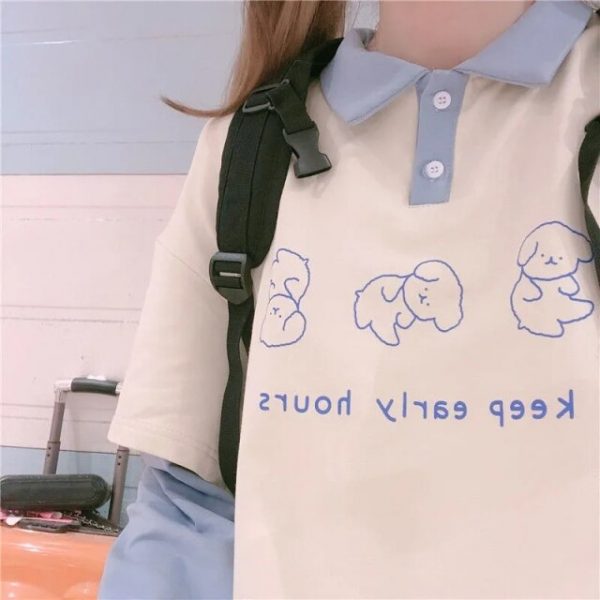 Cute Dog Korean Casual Loose T-shirt - 5 - Kawaii Mix