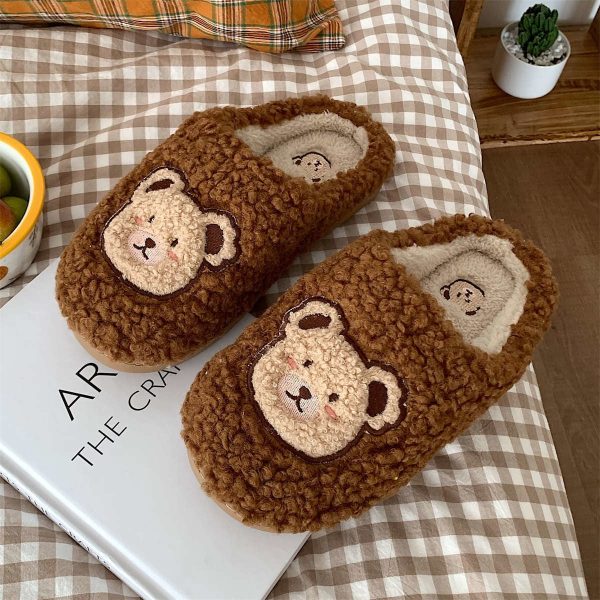 Kawaii Bear Fluffy Cute Slippers - 1 - Kawaii Mix