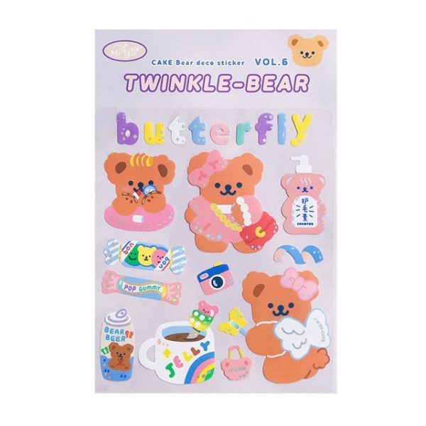 Twinkle Bear Star Glitter Stickers - 5 - Kawaii Mix