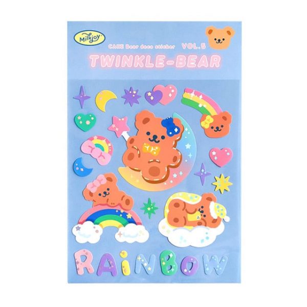 Twinkle Bear Star Glitter Stickers - 6 - Kawaii Mix