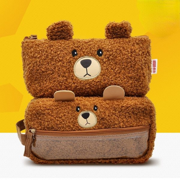 Kawaii Cartoon Bear Winter Plush Pencil Bag - 1 - Kawaii Mix