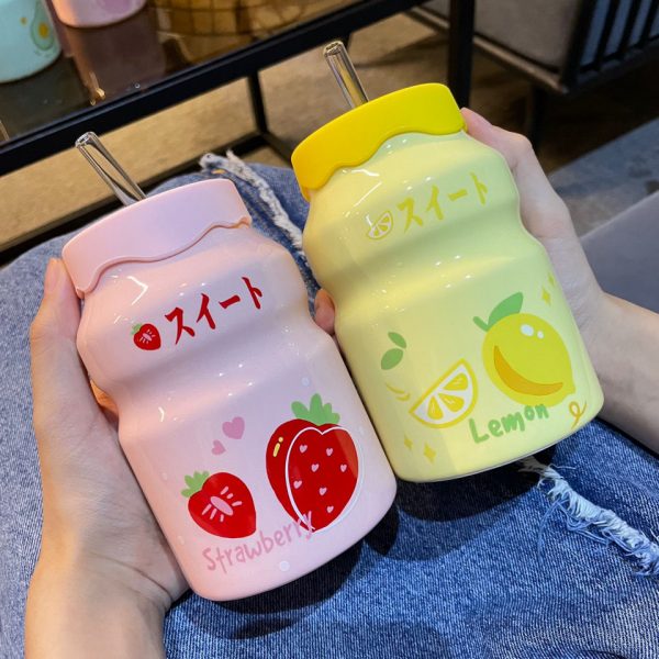 Peach Milk Bottle Ceramic Coffee Cup - 6 - Kawaii Mix