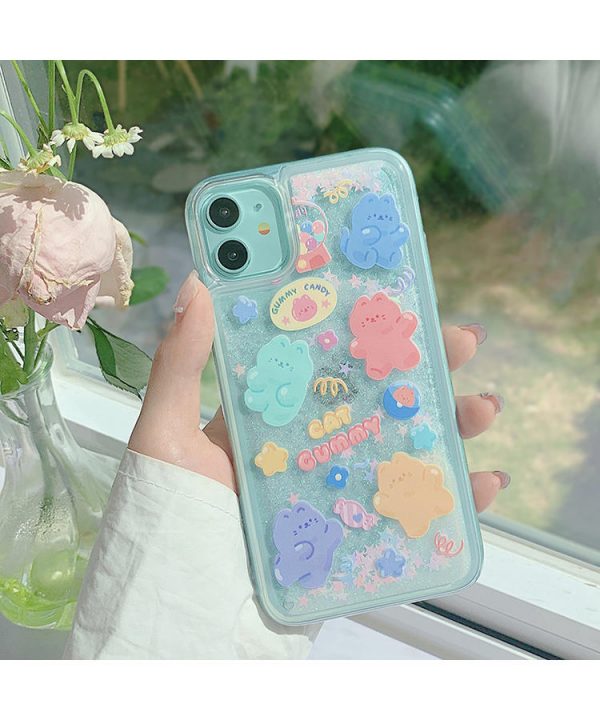 Kawaii Jelly Bear Glitter Dynamic Quicksand Liquid iPhone Case - 10 - Kawaii Mix