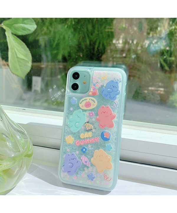 Kawaii Jelly Bear Glitter Dynamic Quicksand Liquid iPhone Case - 2 - Kawaii Mix