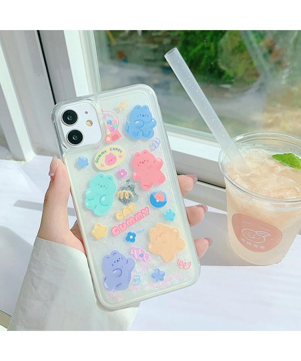 Kawaii Jelly Bear Glitter Dynamic Quicksand Liquid iPhone Case - 19 - Kawaii Mix