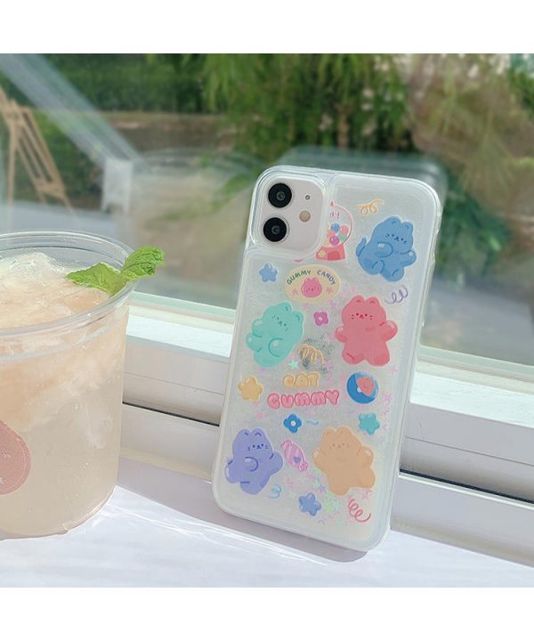 Kawaii Jelly Bear Glitter Dynamic Quicksand Liquid iPhone Case - 4 - Kawaii Mix
