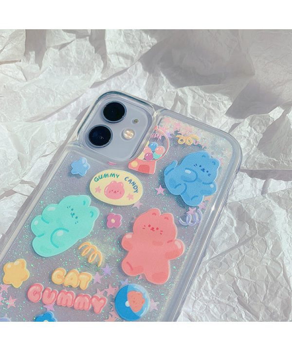Kawaii Jelly Bear Glitter Dynamic Quicksand Liquid iPhone Case - 20 - Kawaii Mix