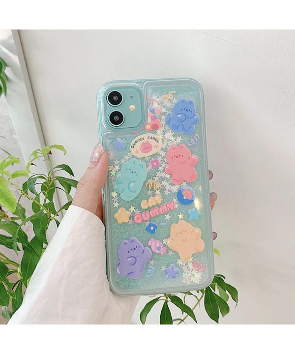 Kawaii Jelly Bear Glitter Dynamic Quicksand Liquid iPhone Case - 22 - Kawaii Mix