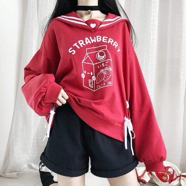 Kawaii Strawberry Milk Sailor Sweater - 2 - Kawaii Mix
