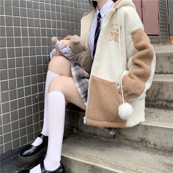 Soft Bear Hooded Fleece Sweater - 10 - Kawaii Mix
