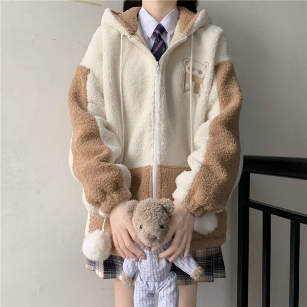 Soft Bear Hooded Fleece Sweater - 5 - Kawaii Mix