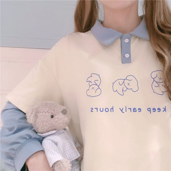 Cute Dog Korean Casual Loose T-shirt - 3 - Kawaii Mix
