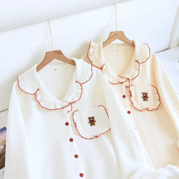 Cute Bear Spring Collar Korean Style House Clothes - 2 - Kawaii Mix