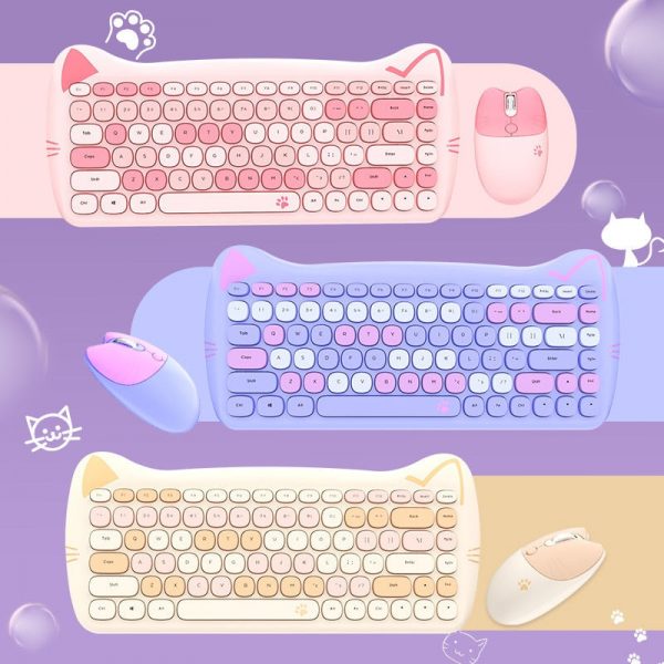 Kawaii Cat Wireless Keyboard & Mouse Set - 7 - Kawaii Mix
