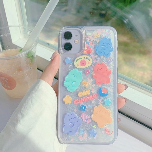 Kawaii Jelly Bear Glitter Dynamic Quicksand Liquid iPhone Case - 1 - Kawaii Mix