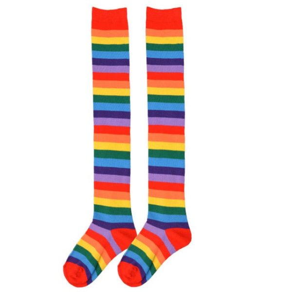 Rainbow Stripe Knee High Socks - 3 - Kawaii Mix