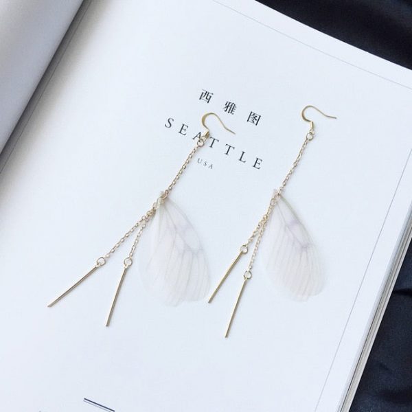 Korean Butterfly Wings Long Tassel Earrings - 2 - Kawaii Mix