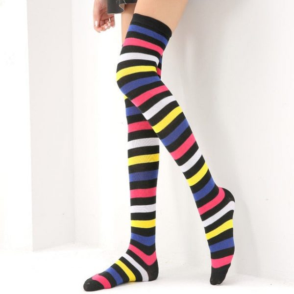 Rainbow Stripe Knee High Socks - 9 - Kawaii Mix