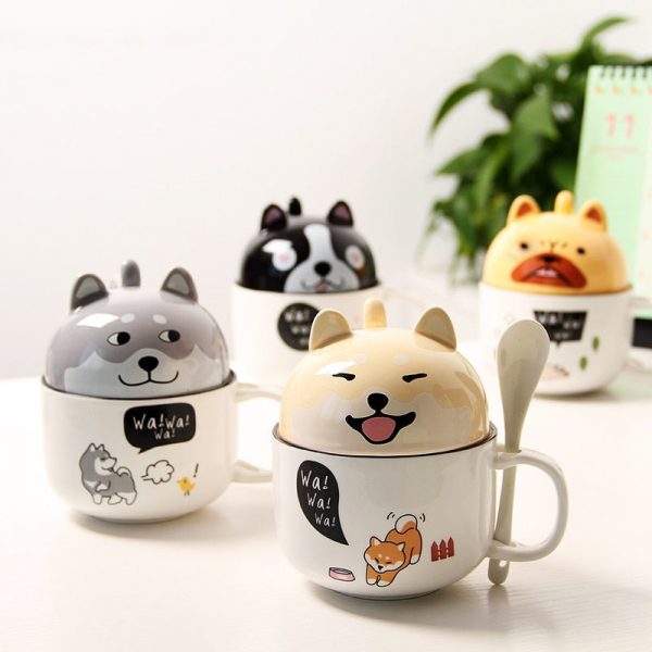 Kawaii Ceramic Pet Mug with Cover and Spoon - 1 - Kawaii Mix