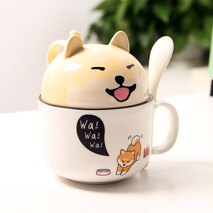 Kawaii Ceramic Pet Mug with Cover and Spoon - 2 - Kawaii Mix