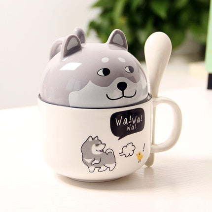 Kawaii Ceramic Pet Mug with Cover and Spoon - 3 - Kawaii Mix