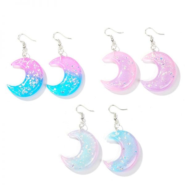 Pastel Moon Earrings - 1 - Kawaii Mix
