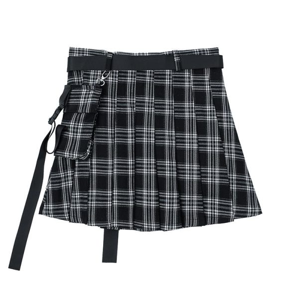 Black Retro Pleated Punk Skirt SD00006 - 2 - Kawaii Mix