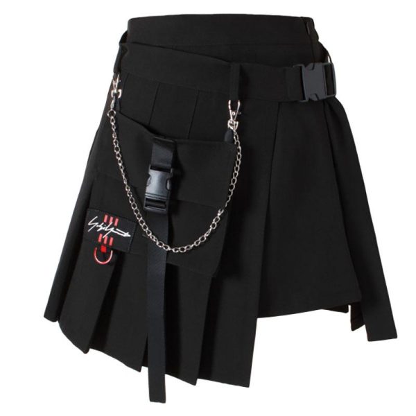 Black Grey Plaid Pleated Open Skirt SD00648 - 7 - Kawaii Mix