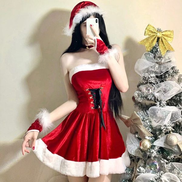 Christmas Velvet Corset Dress SD02148 - 2 - Kawaii Mix