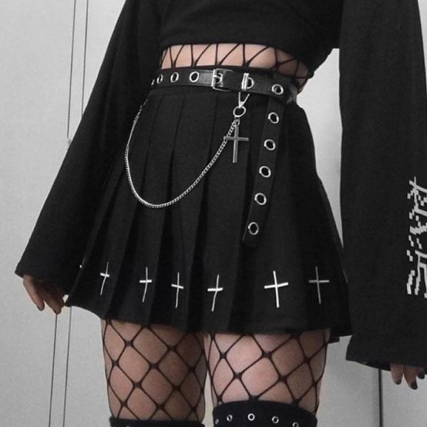 Cross Pleated Grunge Skirt SD01799 - 5 - Kawaii Mix