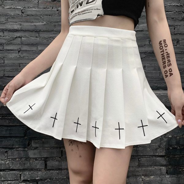 Cross Pleated Grunge Skirt SD01799 - 1 - Kawaii Mix