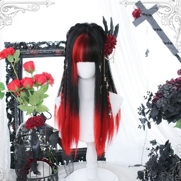 Dark Loli Black Red Long Wig SD01464 - 1 - Kawaii Mix