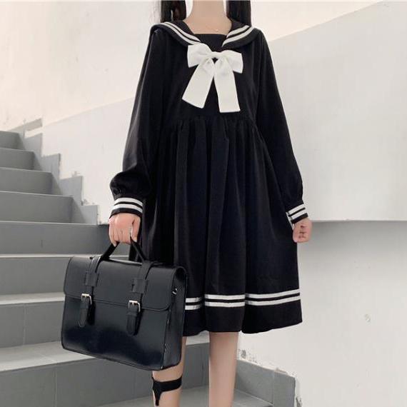 Dark Long School Uniform Dress SD01059 - 1 - Kawaii Mix