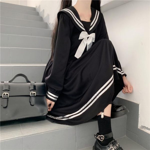 Dark Long School Uniform Dress SD01059 - 3 - Kawaii Mix