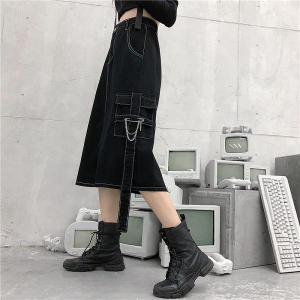 Denim Long Punk Skirt SD00217 - 2 - Kawaii Mix
