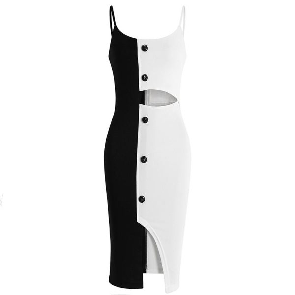 Duo Black White Slim Dress SD00579 - 3 - Kawaii Mix